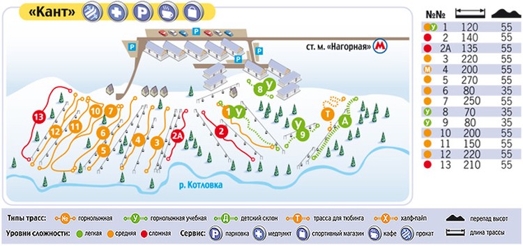 График работы горнолыжки. Горнолыжный комплекс кант Нагорная трассы. Карта склонов кант Нагорная. Кант метро Нагорная горнолыжный.